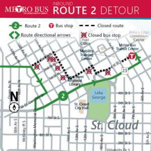 Route 2 inbound Granite City Days Parade Detour