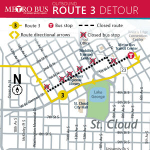 Route 3 outbound Granite City Days Parade Detour