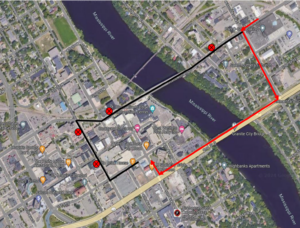 Route 6 inbound detour. Beginning Monday June 3, 2024 at 5am, the route 6 inbound will be on detour due to the Veterans bridge closure. From E St Germain and Wilson, left on Wilson, right on Hwy 23, right into Transit.