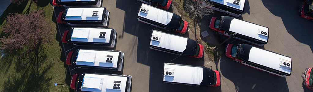 Aerial picture of the Metro Bus fleet.