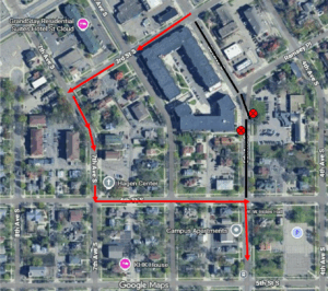 Starting immediately, Routes 5, 8, 11 and 12 will be on detour due to road closed. From 5th Ave S make a Left on 3rd St S. turning right on 4th Ave S. turning right at Ramsey Place then left at 5th Ave S. Resume route. This detour will remain until 5th Ave S is open.