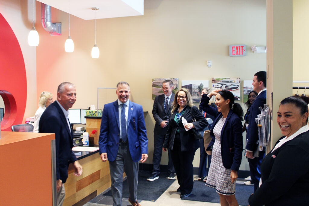Group touring the Metro Bus Mobility Training Center, St. Cloud, August 14, 2025.