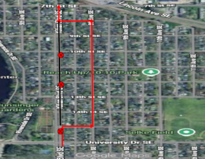 Starting September 22nd and 23rd between the hours of 8:30 a.m. and 3:00 p.m. Route 9 will be detoured due to tree/Stump removal. Buses will take a right at 15th St SE, right on 8th Ave SE, continue onto 8th St SE and make a left, then a right turn on Kilian Blvd, back on route.